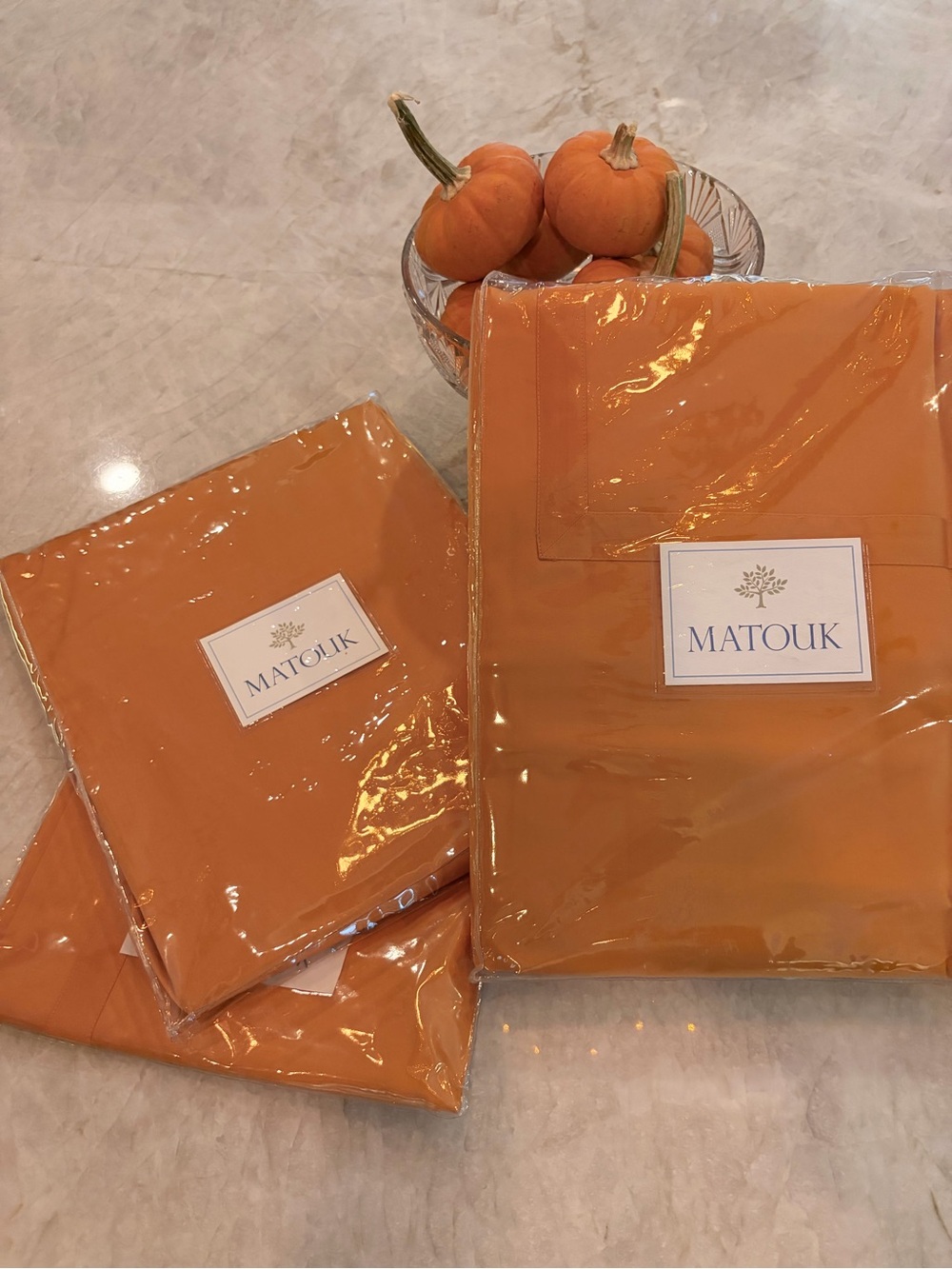 Matouk Orange Cotton Duvet Cover Set - Bright Orange